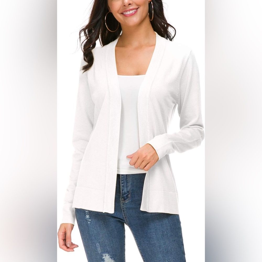 Amazon Urban Coco White Knit Sweater Open Cardigan Size Medium